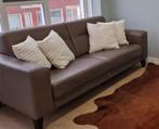 Taupe lederen 2-zits bank, Ophalen, Gebruikt, Tweepersoons, Rechte bank