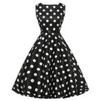 Zwarte witte stippen jurk vintage retro jurkje dames vrouwen, Verzenden, Nieuw, Zwart, Knielengte