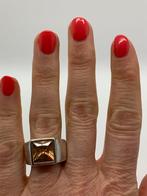 S790 Prachtige zilveren ring oranje steen maat 18, Sieraden, Tassen en Uiterlijk, Ringen, 18 tot 19, Ophalen of Verzenden, X, Dame