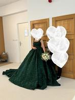 Groene Stenen Jurk - Henna, Verloving, Bruiloft, Ophalen, Zo goed als nieuw, Maat 36 (S), Groen