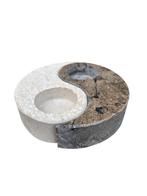 • Yin en Yang waxinelichthouder steen 🌿, Huis en Inrichting, Gebruikt, Ophalen of Verzenden, Overige materialen, Bruin
