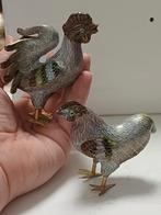 Emaille beeldjes haan kip koppel stel chinees, Ophalen of Verzenden