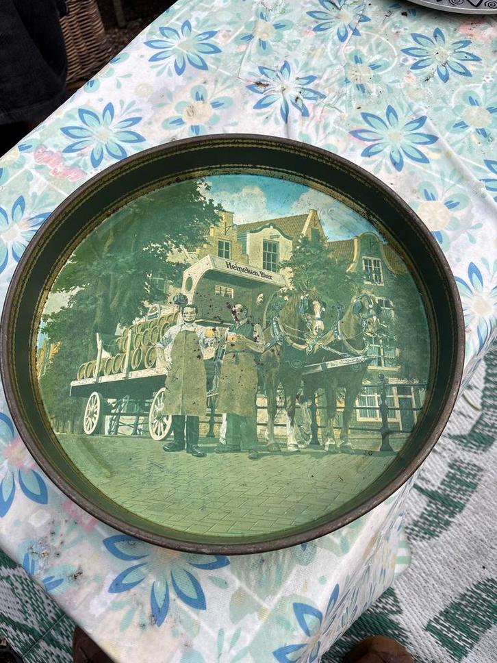 Vintage Heineken Dienblad met Gebruiksporen, Antiek en Kunst, Antiek | Schalen, Ophalen
