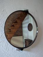 Vintage Allibert Spiegel - Ronde Vorm bruin, Minder dan 50 cm, Gebruikt, Rond, Ophalen of Verzenden