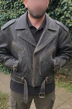 Stoer leren motorjack met details, Kleding | Heren, Jassen | Zomer, Bruin, Maat 56/58 (XL), Ophalen of Verzenden, Vanguard