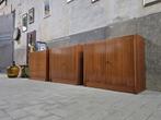 3x Mid Century Design Dressoirs | Teak Hout Lage Kast, Teakhout, Vintage Retro Mid Century Design Jaren 60 70, 25 tot 50 cm, Gebruikt