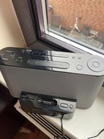 Draagbare mobielstation met ingeb radio en wekker., Ophalen of Verzenden, Gebruikt, Radio, Met cd-speler