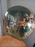 Afbeelding achter bol glas met koperen rand, Antiek en Kunst, Curiosa en Brocante, Ophalen