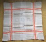 Prachtige oude handgeweven linnen theedoek beige oranje, Ophalen of Verzenden