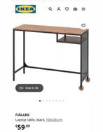Laptoptafel zwart metaal met hout, Ophalen, Met wielen, Zo goed als nieuw, Bureau