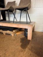 Hard hout tafel met leistenen industrieel look, Zo goed als nieuw, Minder dan 50 cm, Rechthoekig, 50 tot 100 cm