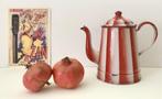 Cafetière L.F. Belgique rood / witte banen, Antiek en Kunst, Antiek | Emaille, Ophalen of Verzenden
