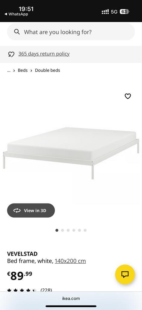 Ikea VEVELSTAD bedframe 140x200 + VESTERÖY matras, Huis en Inrichting, Slaapkamer | Bedden, Zo goed als nieuw, Tweepersoons, 140 cm
