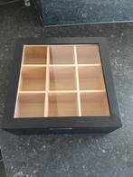 Nieuwe houten theedoos zwart, Minder dan 50 cm, Glas, Nieuw, Minder dan 50 cm