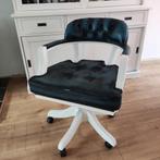 Prachtige Chesterfield Captain's chair blauw gevlamd, Ophalen of Verzenden, Zo goed als nieuw, Blauw