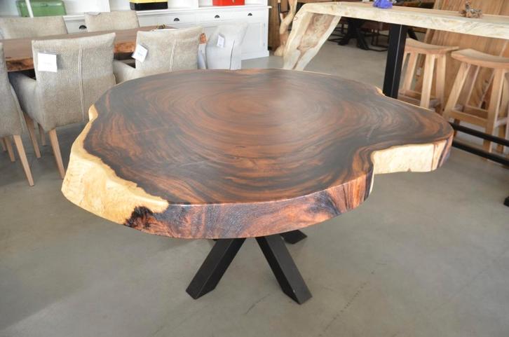 Suar boomstamtafel- 150- 160 cm-BT176, Huis en Inrichting, Woonaccessoires | Overige, Zo goed als nieuw, Ophalen