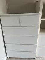 Witte Ikea Malm ladekast met 6 lades, Kunststof, Gebruikt, Met lade(s), 25 tot 50 cm
