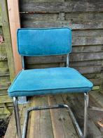 Set van 4 ribstof buisframe eetkamerstoelen, Huis en Inrichting, Stoelen, Gebruikt, Overige kleuren, Ophalen of Verzenden, Vier