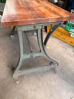 Industriële Teak Tafel - Met/Zonder Wielen, Ophalen of Verzenden