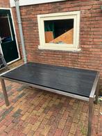 Rvs tuintafel met douglas vlonderplanken., Tuin en Terras, Ophalen, Gebruikt, Rechthoekig, Hout