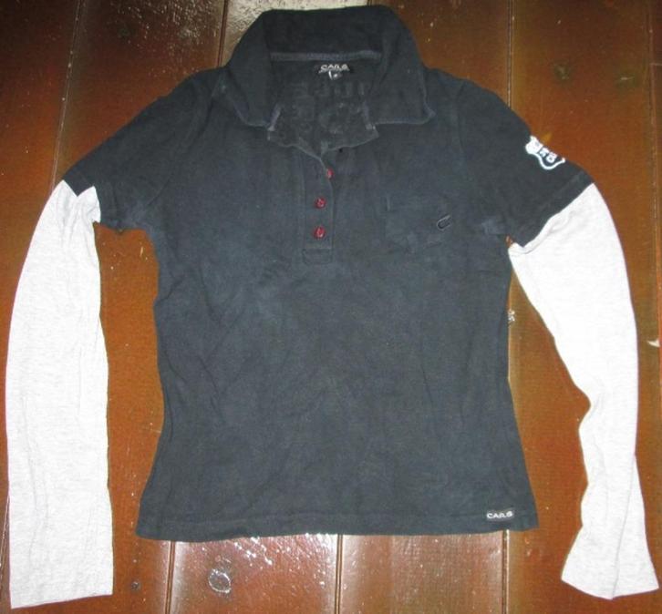 Stoer metal punk zwart shirt met grijze lange mouwen., Kleding | Dames, T-shirts, Zo goed als nieuw, Maat 36 (S), Zwart, Lange mouw