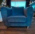 Donkerblauwe ribstof fauteuil - comfortabel!, Ophalen, Gebruikt, Minder dan 75 cm, 75 tot 100 cm