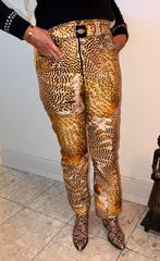 Skibroek yellow pauw-print dessin. Maat 40/42, Kleding | Dames, Ophalen of Verzenden, Zo goed als nieuw, Norah, Broek