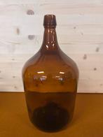 Mooi glazen, bruinglas, fles 5 liter, Overige kleuren, Ophalen of Verzenden, Minder dan 50 cm, Glas