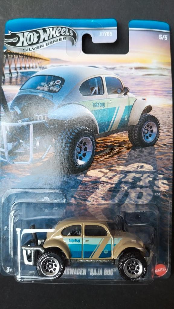 Volkswagen VW Baja Bug Hotwheels Surf Up Silver Pol, Hobby en Vrije tijd, Modelauto's | Overige schalen, Nieuw, Ophalen of Verzenden