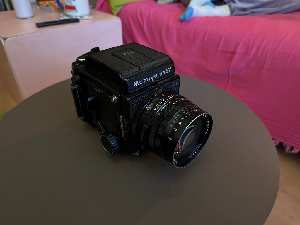 Mamiya RB67 met 50mm lens en 220 filmback, Audio, Tv en Foto, Fotocamera's Analoog, Gebruikt, Spiegelreflex, Overige Merken, Ophalen