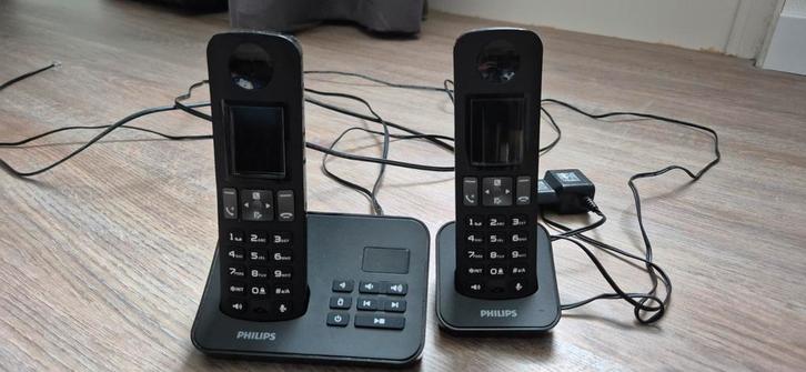 Philips D605 DUO Draadloze Telefoon - 2 Handsets, Telecommunicatie, Vaste telefoons | Handsets en Draadloos, Gebruikt, 2 handsets