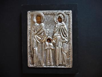 Icoon St. Irene Raphaël en Nicholas riza zilver Byzantijns beschikbaar voor biedingen