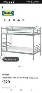 Svarta stapelbed inclusief twee matrassen, Ophalen, 90 cm, Eenpersoons, Zo goed als nieuw