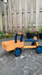 Loopauto / bakfiets hout blauw Nathan, Kinderen en Baby's, Speelgoed | Houten speelgoed, Ophalen