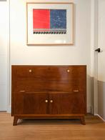 Vintage Mid-Century Secretaire met Klepblad en Deuren, Huis en Inrichting, Kasten | Buffetkasten, Ophalen, Gebruikt, 100 tot 150 cm