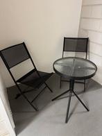 Zwart Bistro set – Tafel + 2 Klapstoelen, Overige materialen, Gebruikt, Bijzettafel, Tuinset