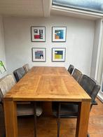 Eikentafel met 6 stoelen, Ophalen, Eikenhout, 200 cm of meer, 50 tot 100 cm