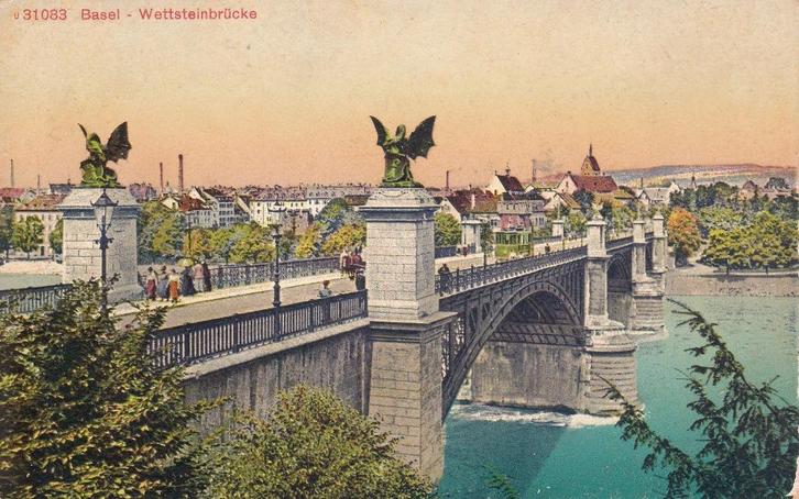A353 Zwitserland - Bazel - Wettsteinbrucke, Verzamelen, Ansichtkaarten | Buitenland, Ongelopen, Overig Europa, Voor 1920, Verzenden