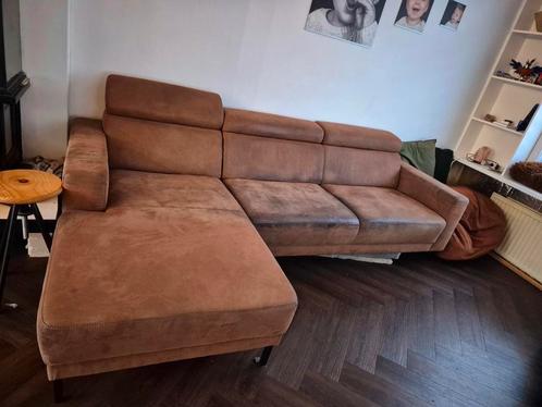 Cognac hoekbank, Huis en Inrichting, Banken | Complete zithoeken, Zo goed als nieuw, Leer, Stof, Overige materialen, Ophalen