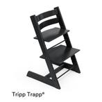 Stokke triptrap stoel zwart met beugel en kussentje., Kinderen en Baby's, Kinderstoelen, Ophalen, Gebruikt, Meegroeistoel