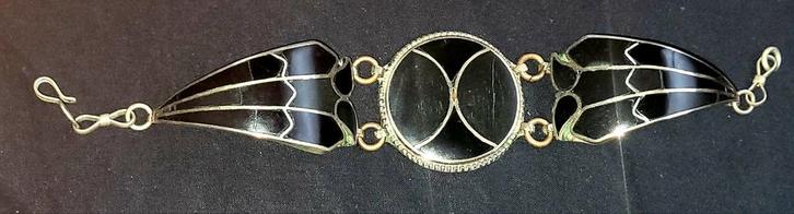 Mooie ethnische handgemaakte Indiase armband met onyx, Sieraden, Tassen en Uiterlijk, Armbanden, Nieuw, Overige materialen, Zwart