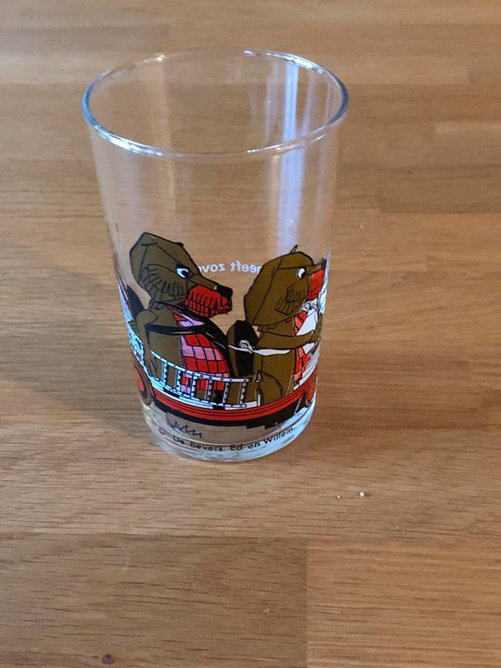 Fabeltjeskrant Limonadeglas - Vintage Ed en Willem Bever, Huis en Inrichting, Keuken | Servies, Gebruikt, Glas of Glazen, Overige stijlen