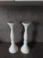 2 Witte Kandelaars voor Waxinelichtjes - 40cm, Huis en Inrichting, Gebruikt, 25 tot 50 cm, Wit, Ophalen of Verzenden