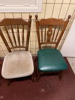 Vintage Houten Stoelen Set, Huis en Inrichting, Stoelen, Gebruikt, Twee, Bruin, Ophalen of Verzenden