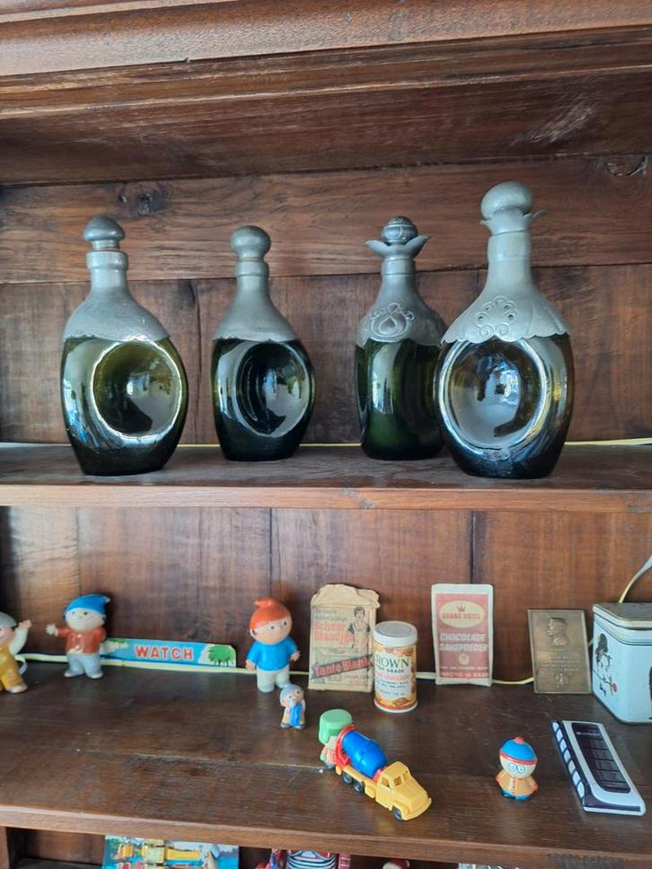 Antieke Cognac/Whisky Karaffen - 4 Stuks, Antiek en Kunst, Antiek | Glas en Kristal, Ophalen of Verzenden