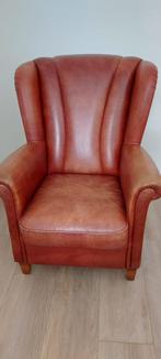 Leren fauteuil (cognac kleur), Huis en Inrichting, Fauteuils, Ophalen, Gebruikt, 50 tot 75 cm, Leer