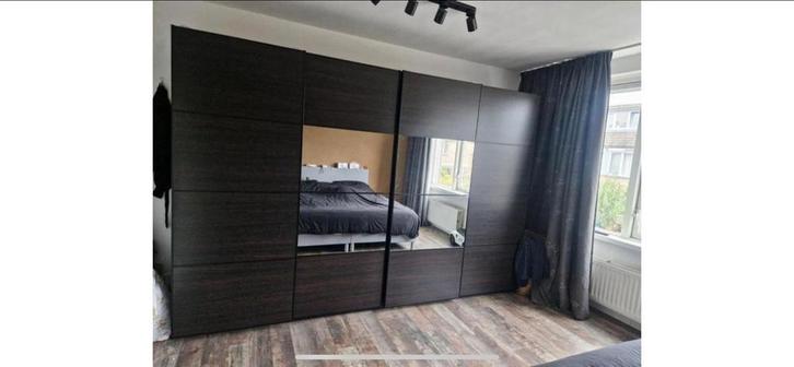 IKEA Pax Schuifdeuren Bruin (2 zonder, 2 met spiegel), Huis en Inrichting, Kasten | Kledingkasten, Gebruikt, 200 cm of meer, 50 tot 75 cm