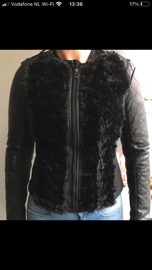 damesjas, jack, fake fur, fake leather, zwart nieuw 36 MEXX, Kleding | Dames, Jassen | Zomer, Nieuw, Maat 36 (S), Zwart, Ophalen of Verzenden