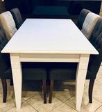 Witte en zware koloniale eettafel met laadje, Huis en Inrichting, Tafels | Eettafels, Ophalen, Gebruikt, Koloniaal, 50 tot 100 cm