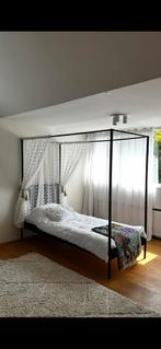 Hemelbed, staal, Woood 1 persoons, Huis en Inrichting, Slaapkamer | Bedden, 90 cm, Eenpersoons, Ophalen of Verzenden, Zo goed als nieuw